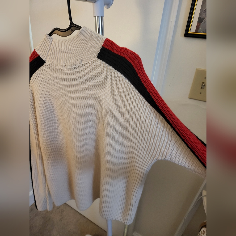 Colorblock Sweater with Red and Black Accents